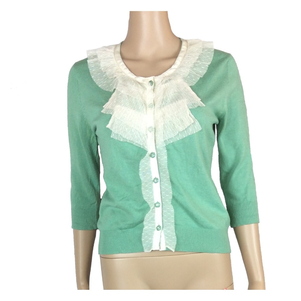 Ruffle front button up cardigan